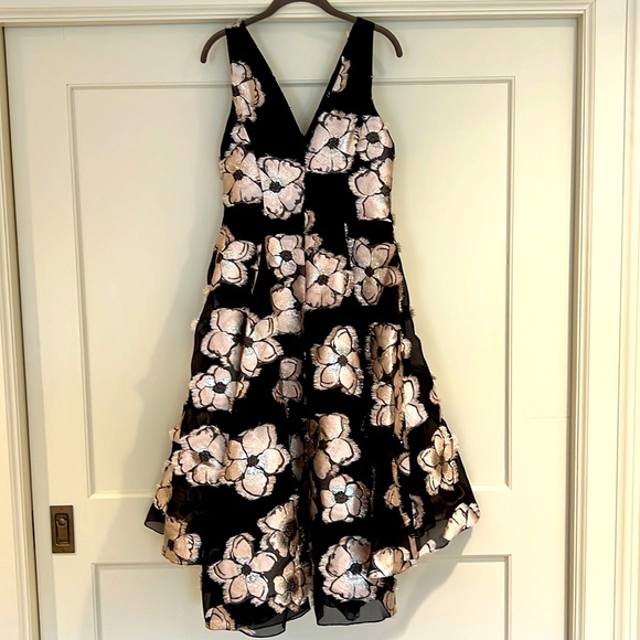 Lela Rose, size 8, black/white/silver evening dress - Picture 3 of 5